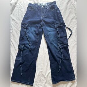 VIP Jeans  Cargo Straps Loose Y2K Skater Wide Leg Womens Size 7/8